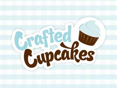Crafted Cupcakes blue cupcake logo
