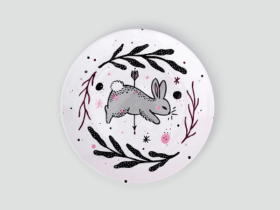 Handpainted Ceramic Dish / Bunny
