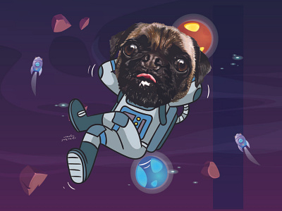 'New Normal' Free from Covid-19 animal art artist artwork astronaut cat character characterdesign cute design dog illustration love pet pug puppy space vector