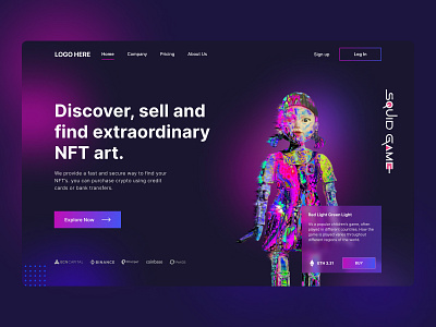NFT Art Landing Page art bitcoin nft site