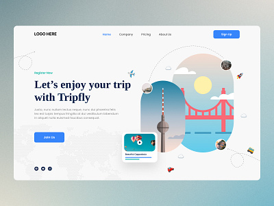 Travel Landing Page | Flat Design flat flights travel