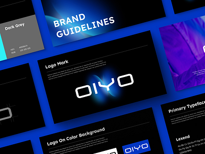 OIYO - Brand Guidelines ai blue brand branding clean dark data deck google slide investor keynote minimal pitch pitching powerpoint presentation slide slides tech technology