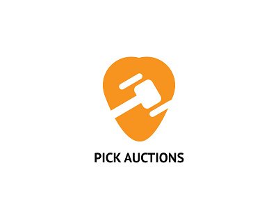 Pick Auctions art branding design flat illustration logo minimal type typography vector