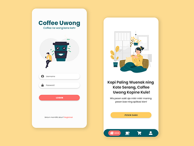 Mobile Application - Coffee Uwong branding coffee coffeeshop design flat illustrator inspiration mobile mobile app mobile app design mobile design mobile ui ui uiux ux
