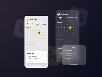 Activity Journal app calendar journal mobile mobile app design product design progression tracker ui ui design ux ui