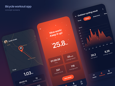 Workout With Your Bike app bicycle bike design graph mobile mobile app design product design ui ui design ux ui workout