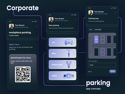 Corporate parking app concept app design mobile product design ui ui design