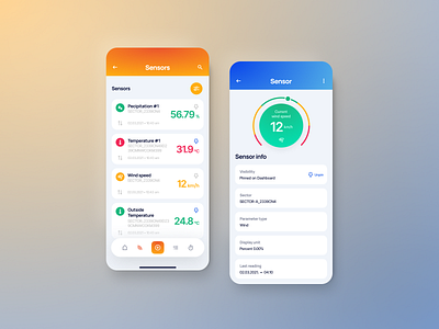 Sensor Dashboard Concept app design mobile product design ui ui design ux ui