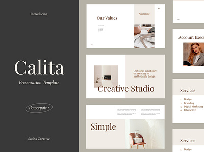 Calita Presentation Template branding brandingkit design googleslides keynote moodboard powerpoint presentation template trending typography welcomekit