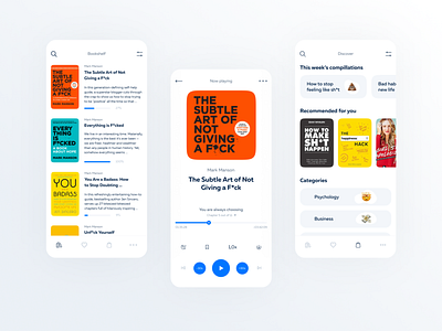 Audioshelf: Player, Discover, Bookshelf app app design audio player audiobooks books e learning education ui ux
