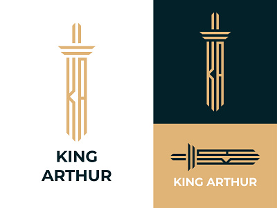 King Arthur Sword Logo Design brand branddesign branding design illustration initial king letter lettering logo logo design logo designs logodesign logodesigns monogram premium sword vector war weapon