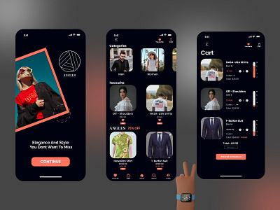 Angles 3d app cloth fashion mobile product ui