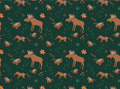 Forest pattern duck forest illustration moose pattern vector