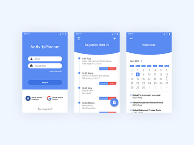 Activity Planner Mobile App UI Exploration