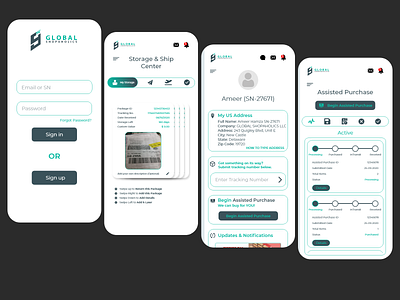 Globalshopaholics App UI Design app branding design logistics minimal mobile app mobile app design mobile design mobile ui ui ui design uidesign uiux ux