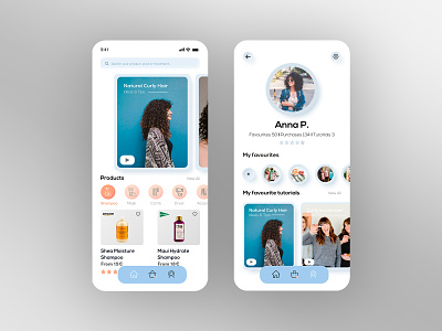 Curly App app appdesign beauty curly hair design inspiration minimal sketch ui uiux user experience