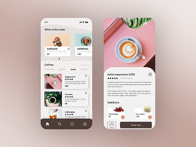 Coffee App ☕️ app appdesign application coffee coffeshop colorful design minimal recipe sketch sketchapp ui uiux user experience userinterface