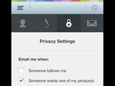 Privacy Settings bar design icons ios iphone 5 retina ui ux