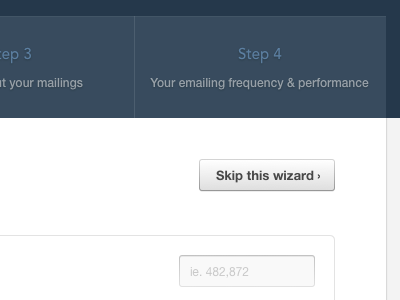 Skip this wizard › blue button clean design interface steps ui user experience user interface ux whitespace