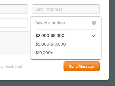 Select a budget... clean design dropdown space ui ui elements user experience user interface ux whitespace