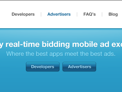 Developers & Advertisers ad network ads applications apps blue buttons interface mobile ui ux