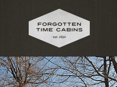 Forgotten Time Cabins brand brushes gray grunge identity logo