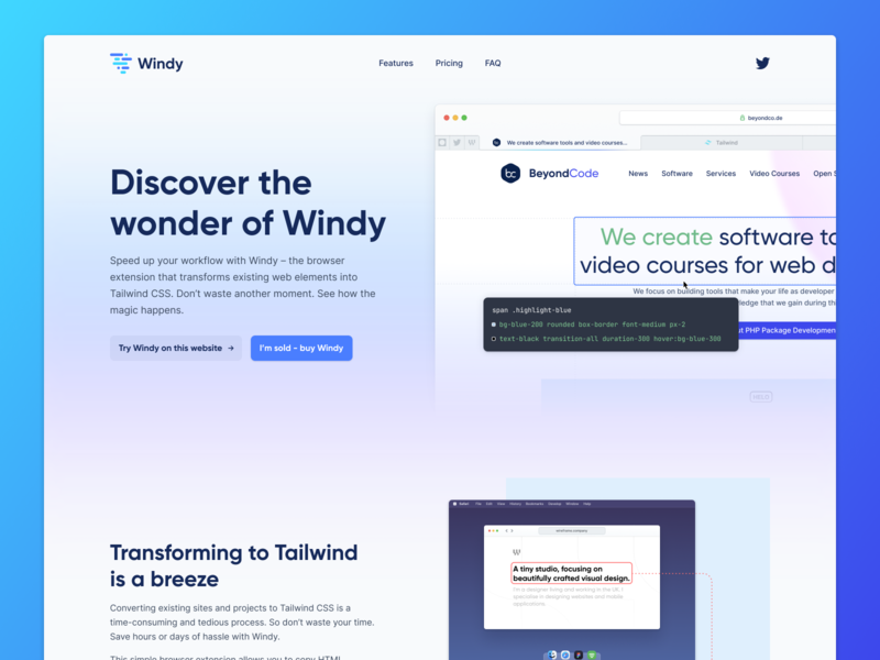 Windy 🌪 design homepage landing page marketing homepage ui user experience user interface ux website website design website designer
