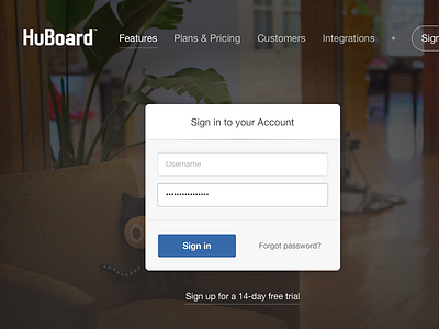 HuBoard Sign In 1x 2x design interface login retina ui user experience user interface ux