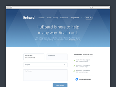 HuBoard Contact 1x 2x blue design marketing retina ui user interface ux web design