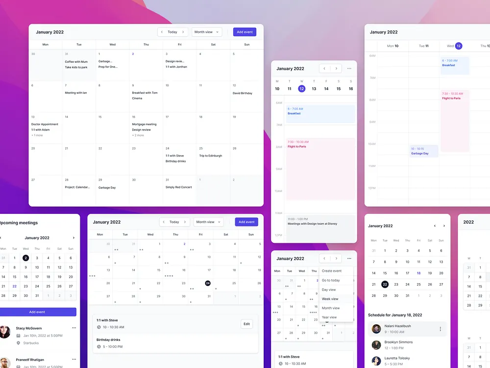 Calendar UI designs, themes, templates and downloadable graphic ...