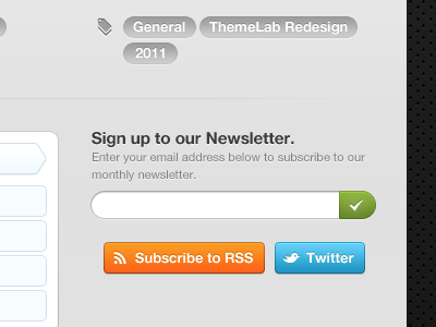 Hello, circular tags. buttons grey interface muted newsletter subscribe tags twitter ui ux wordpress wordpress theme