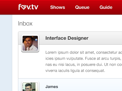 fav.tv: Inbox blue favtv input interface red twitter esque ui user interface