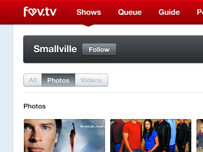 fav.tv: Show Photos app design fav.tv green interface red startup tv ui user interface ux web app