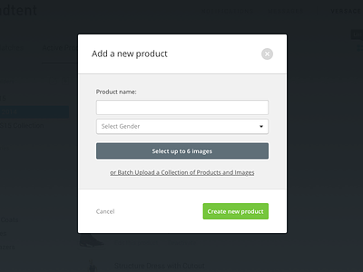 Add a new product 1x 2x design modal product retina ui user experience user interface ux