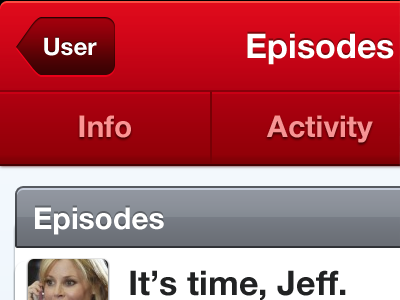 Episodes interface iphone retina ui