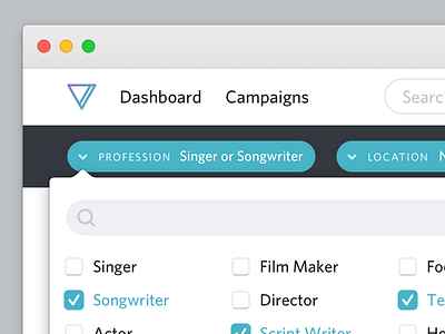 Profession: Singer or Songwriter 2x checkmark design dropdown icon design retina ui user experience user interface ux