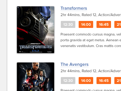 Film Times design interface orange ui ux