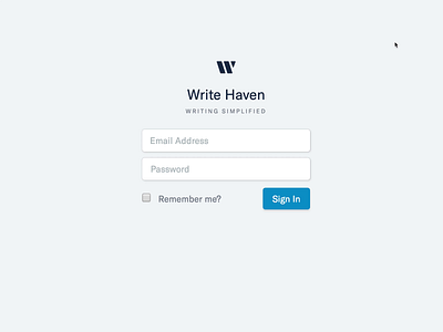 Write Haven design input fields log in sign in sign in screen ui user experience user interface ux video webflow