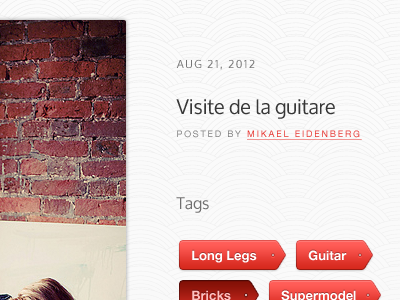Visite de la guitare! blog button clean french interface tags ui ux
