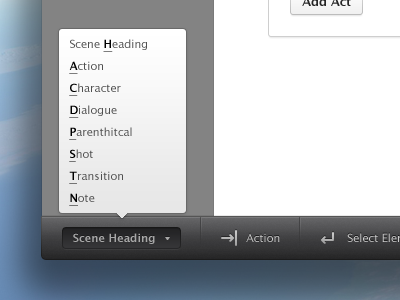 Scene Heading application button design mac mac app osx popover ui ux
