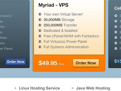 VPS blue green hosting interface interface elements orange ui ui elements vps white
