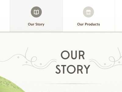 Our Story batch colour design faded icons muted colours nav pen ui user interface ux