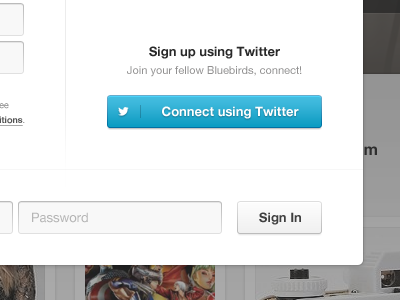 Sign Up Modal buttons design facebook interface sign up twitter ui ux