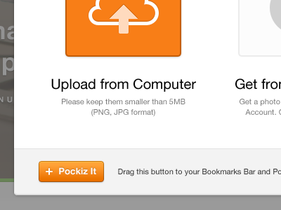 Add to Pockiz button design interface ios orange product retina ui upload ux web app web design