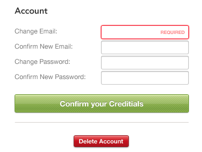 Confirm your Creditials buttons confirm css delete fields green interface red ui