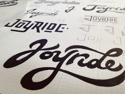 Joyride hand drawn illustration sketch typography