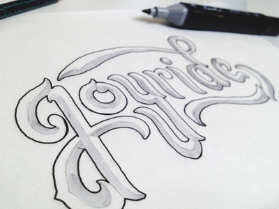 Joyride hand drawn illustration sketch typography