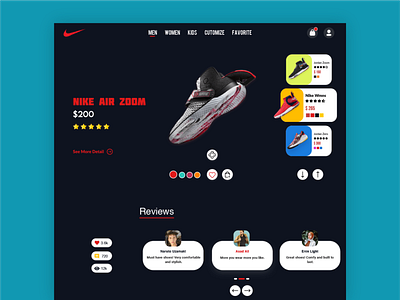 Nike Shoe Store Concept brand dark dark ui design minimal new popular shot trend trendy ui uidesign uiux web webdesign website website design