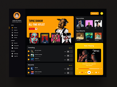 Music Dashboard UI Concept dark dashboad dashboard ui minimal new popular popular shot trend trendy ui uiux