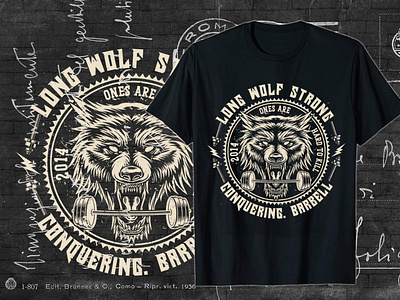 Long Wolf Strong GYM T Shirt Design